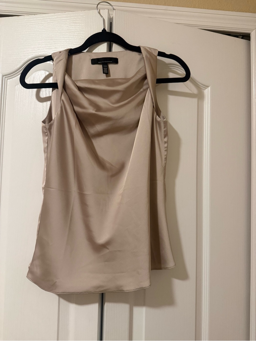 White House Black Market Satin Cowl Neck Camisole in Light Beige